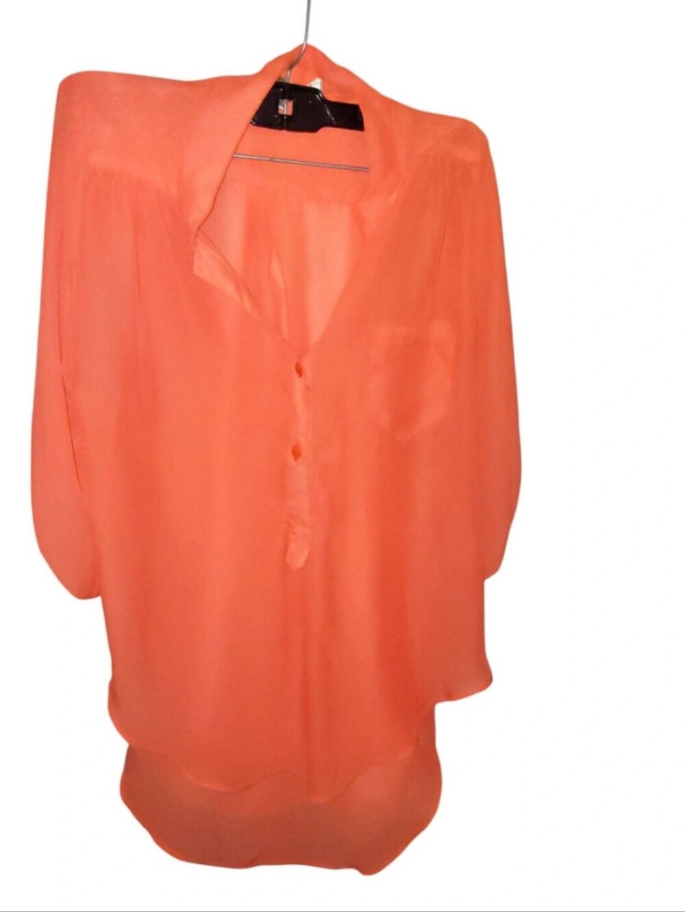 Penelope Orange High Low Button Up Blouse Size Medium